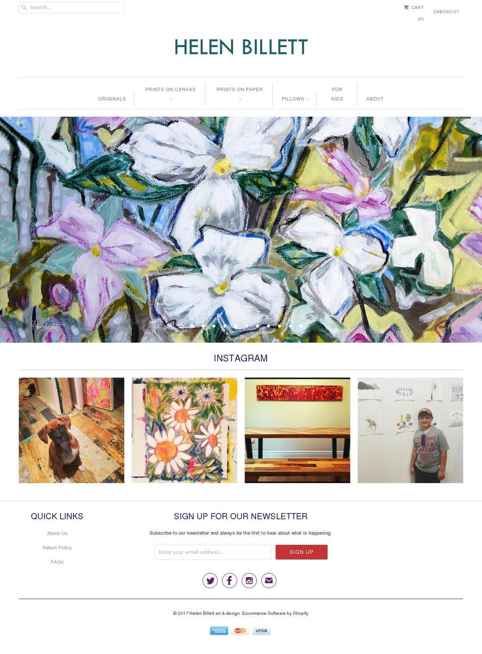 helenbillett.com shopify website screenshot