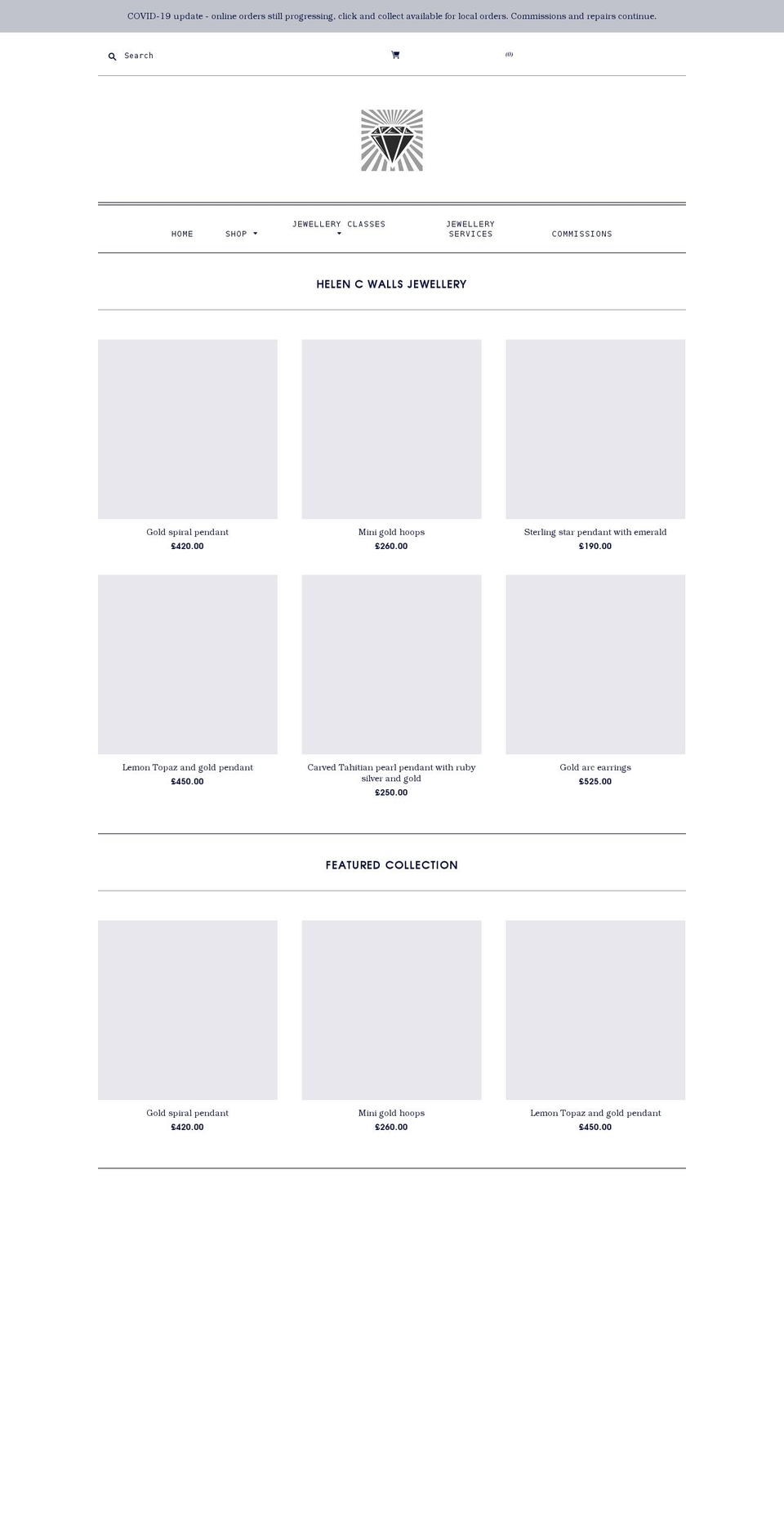 helencwallsjewellery.com shopify website screenshot