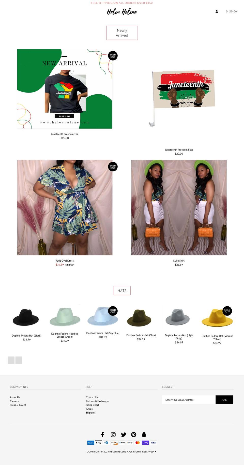 helenhelene.com — Shopify storefront screenshot