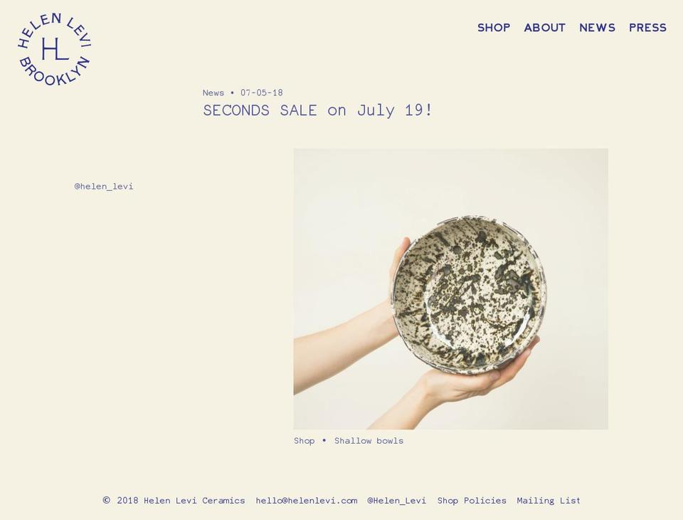 helenlevi.com shopify website screenshot