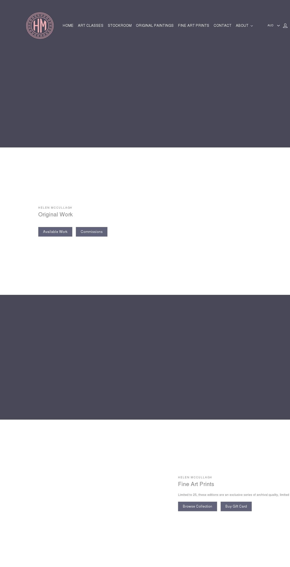 helenmccullaghart.com shopify website screenshot