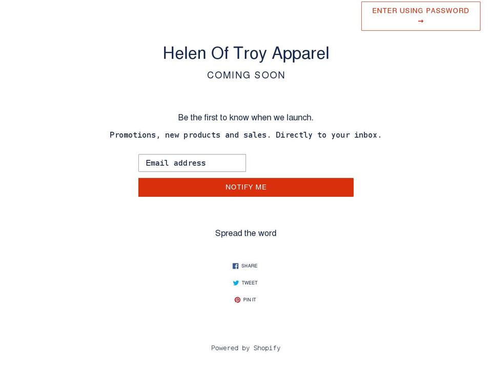helenoftroyapparel.com shopify website screenshot