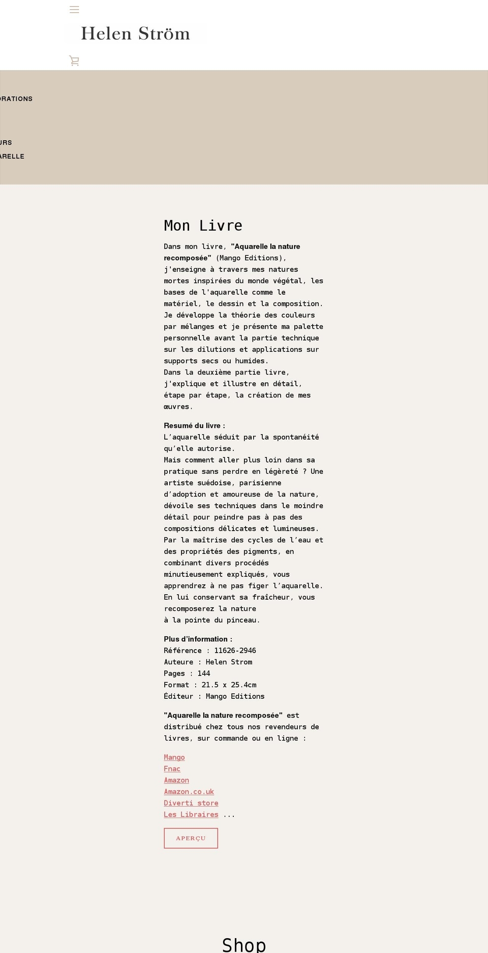 helenstrom.com shopify website screenshot
