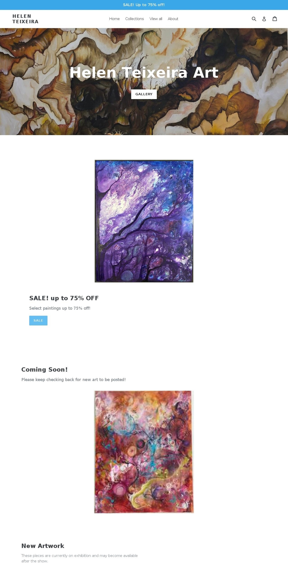 helentheartist.com shopify website screenshot