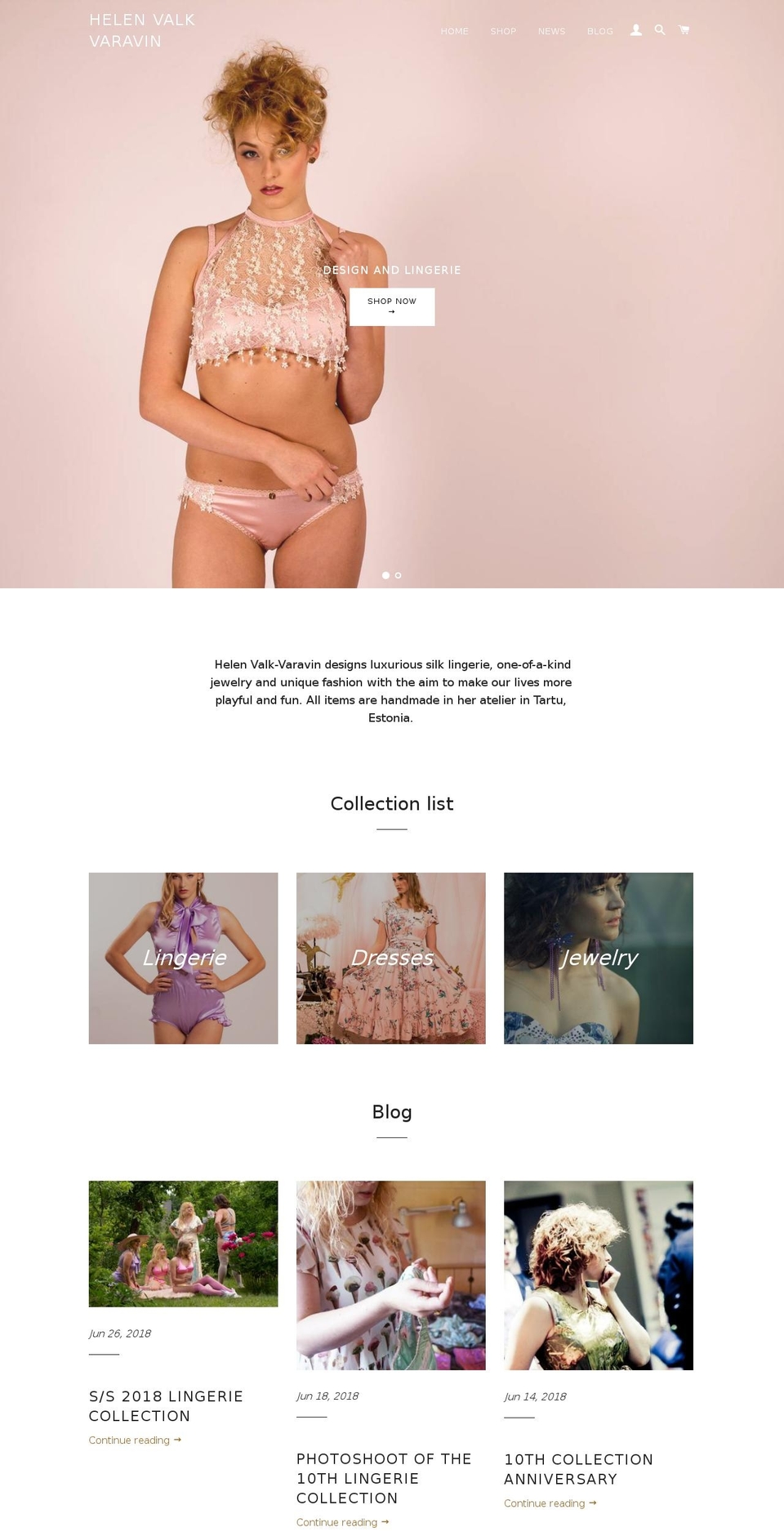 helenvalk.com shopify website screenshot