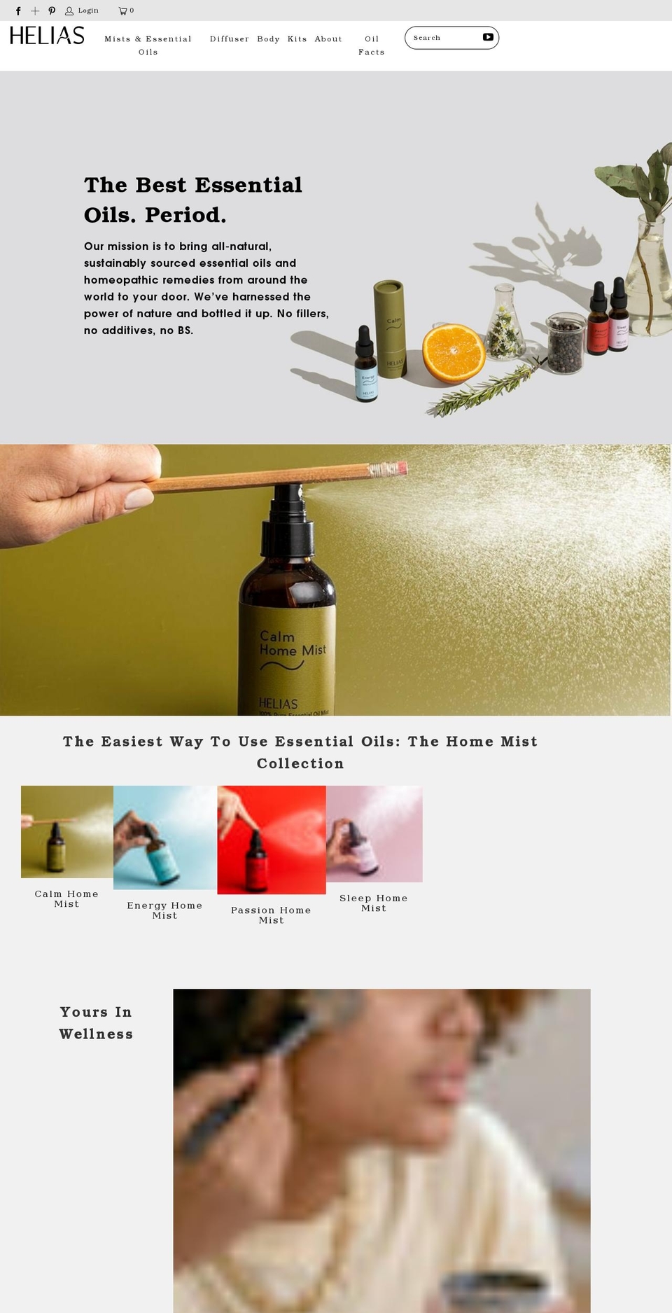 heliasoils.com — Shopify storefront screenshot