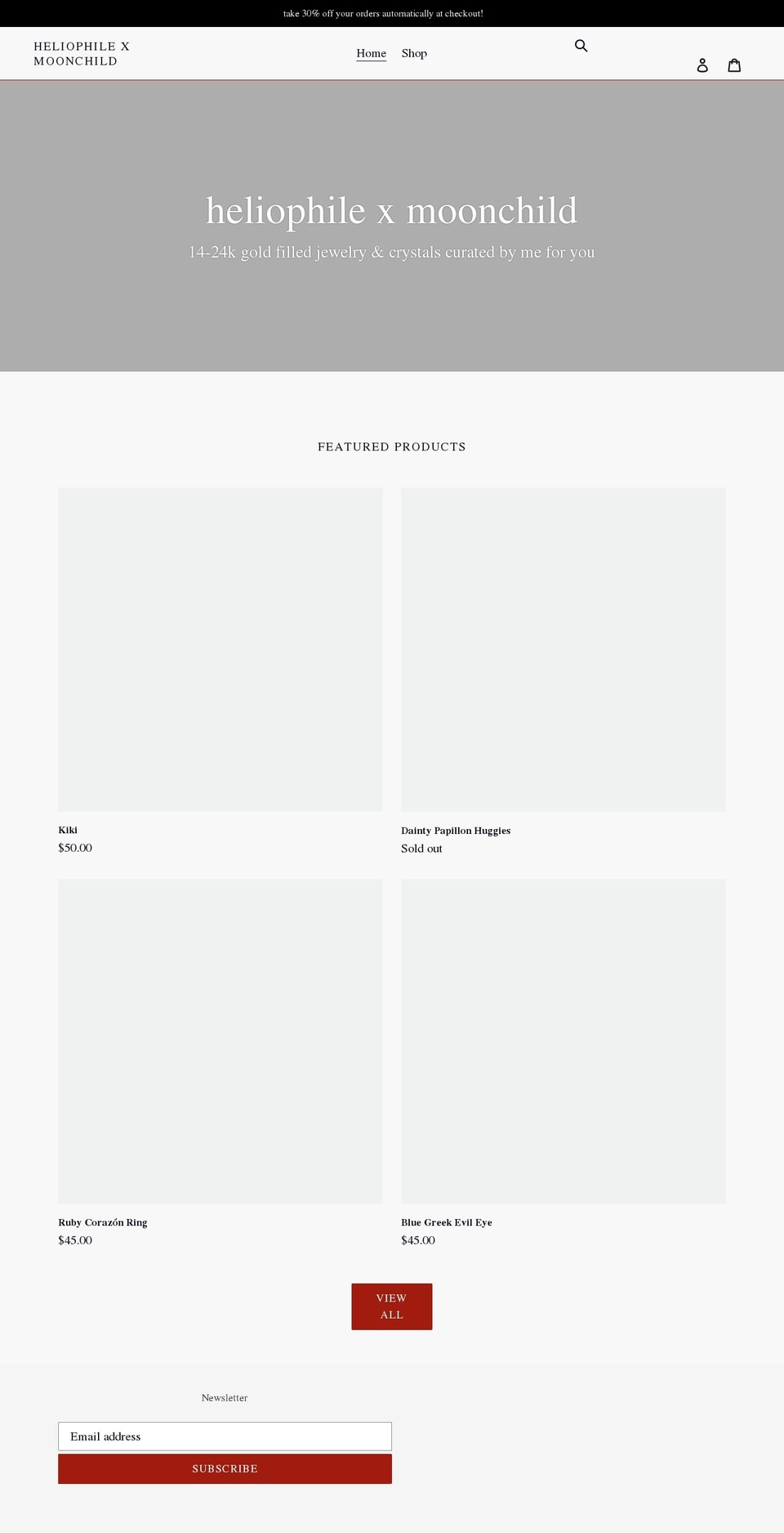 heliophilexmoonchild.com shopify website screenshot