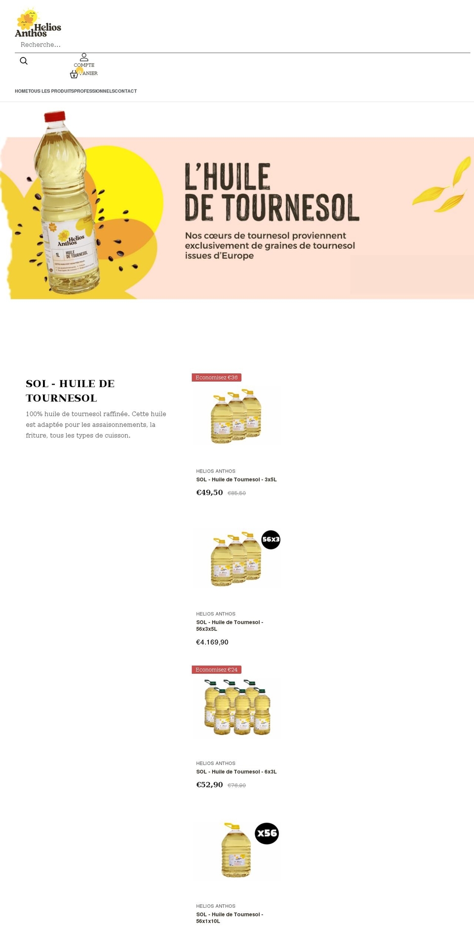 heliosanthos.com shopify website screenshot