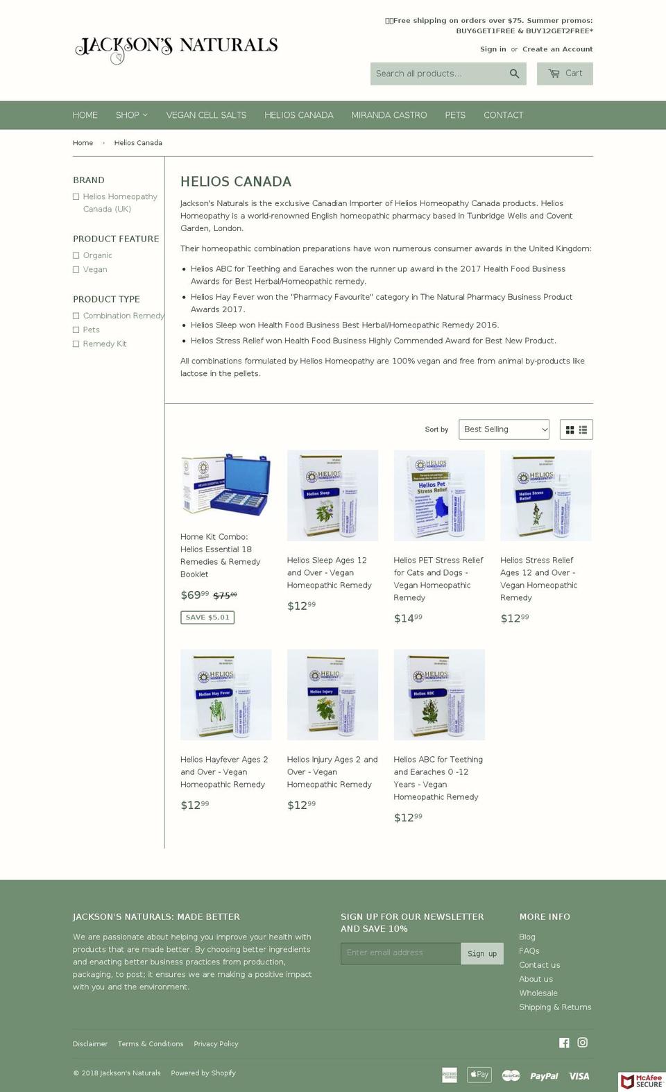 helioscanada.com — Shopify storefront screenshot