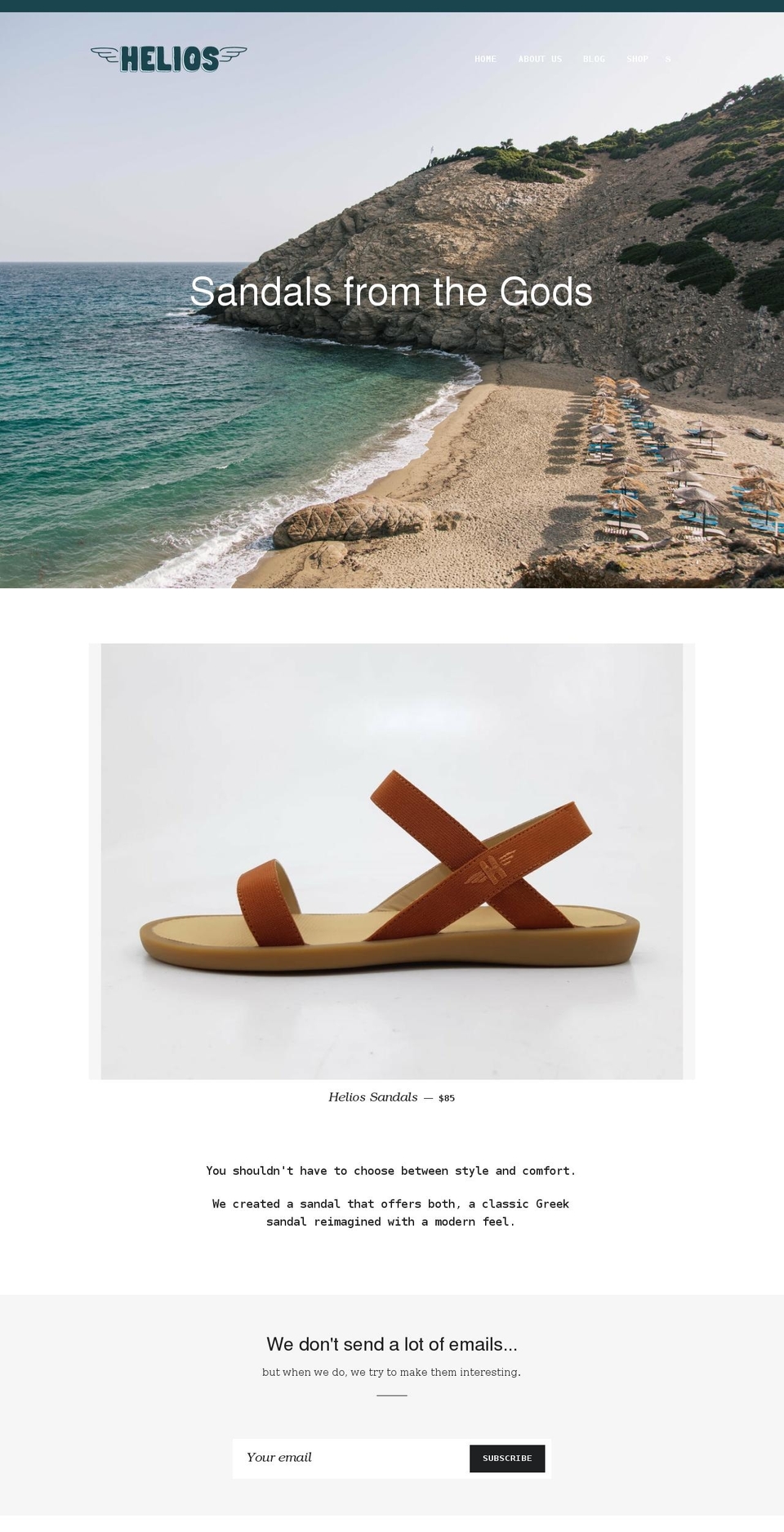 heliossandals.com shopify website screenshot