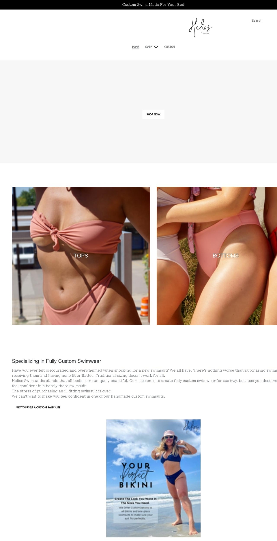 heliosswim.com shopify website screenshot