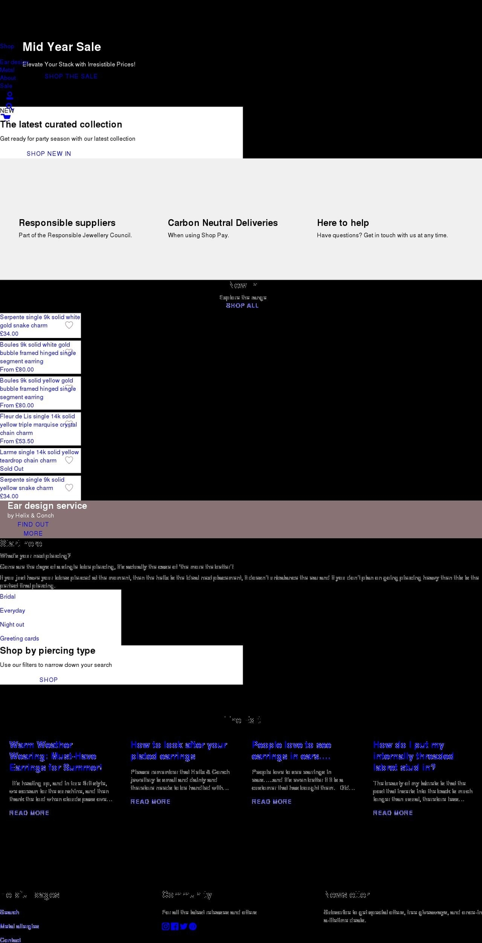 helixandconch.com shopify website screenshot