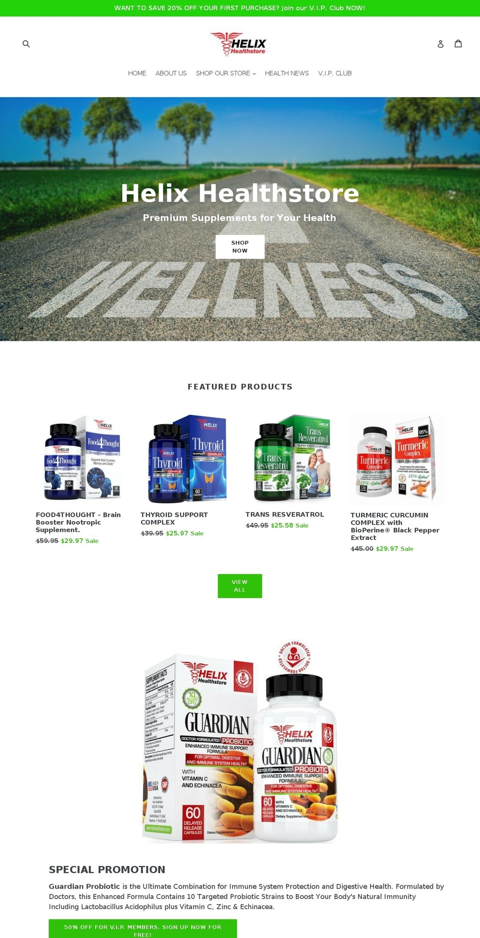 helixhealthstore.com — Shopify storefront screenshot