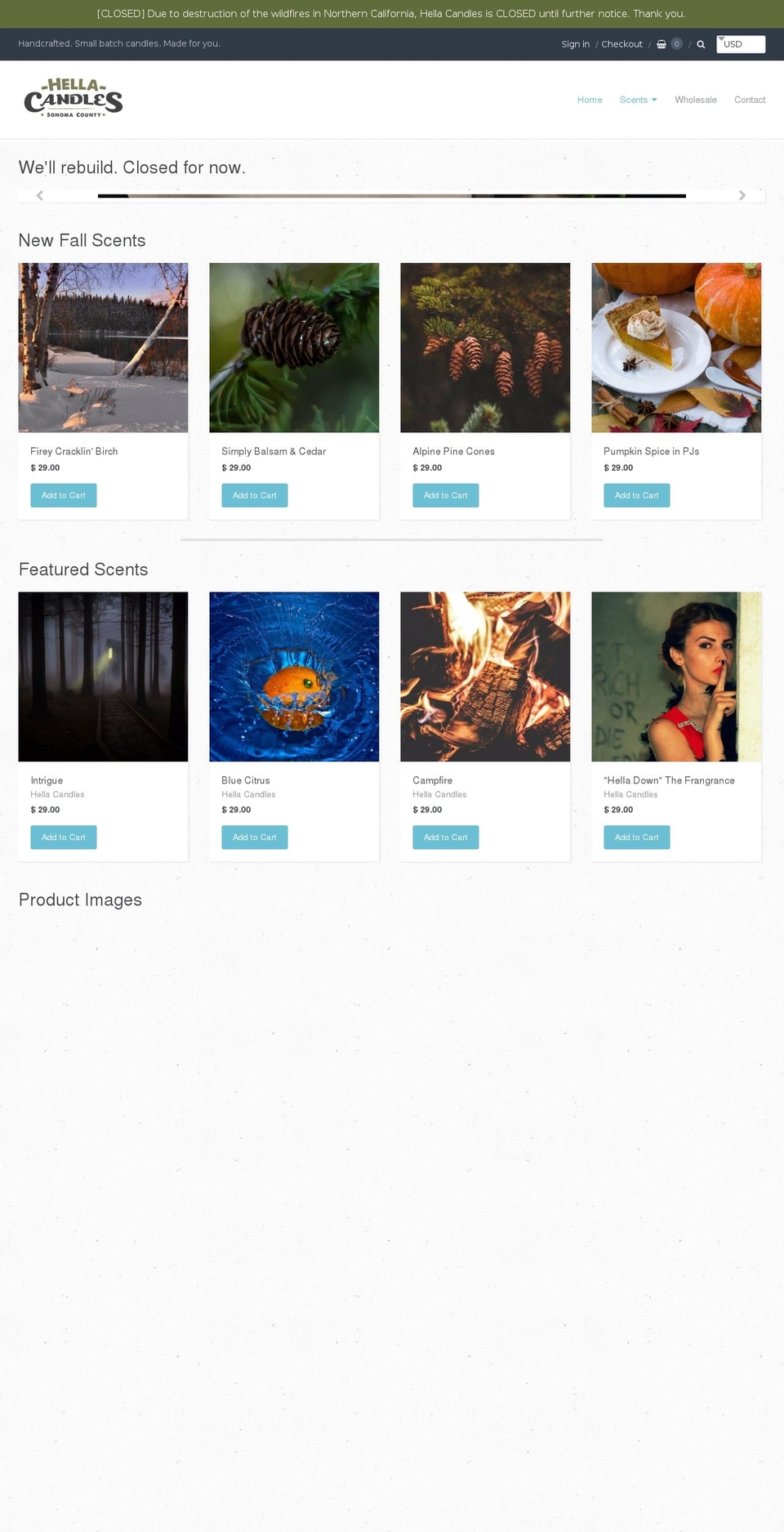 hellacandles.com — Shopify storefront screenshot