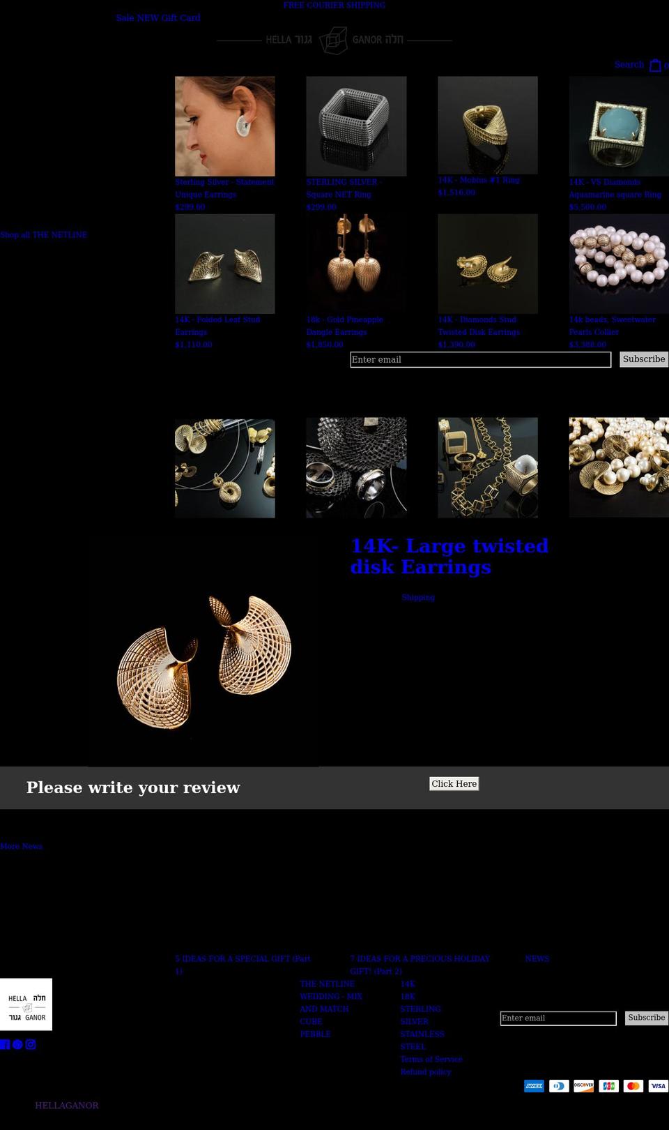 hellaganor.com shopify website screenshot