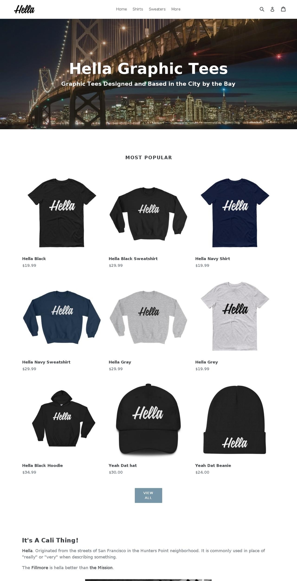 hellagraphictees.com — Shopify storefront screenshot