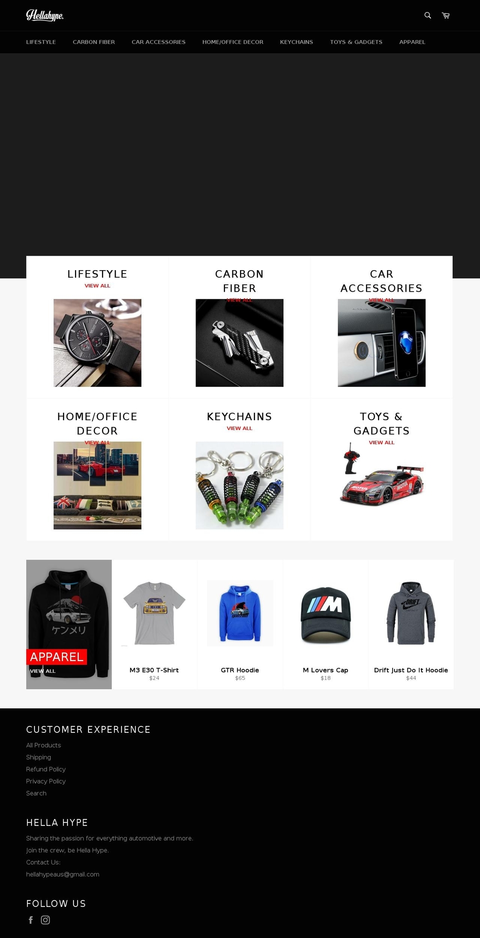 hellahypeaus.com — Shopify storefront screenshot