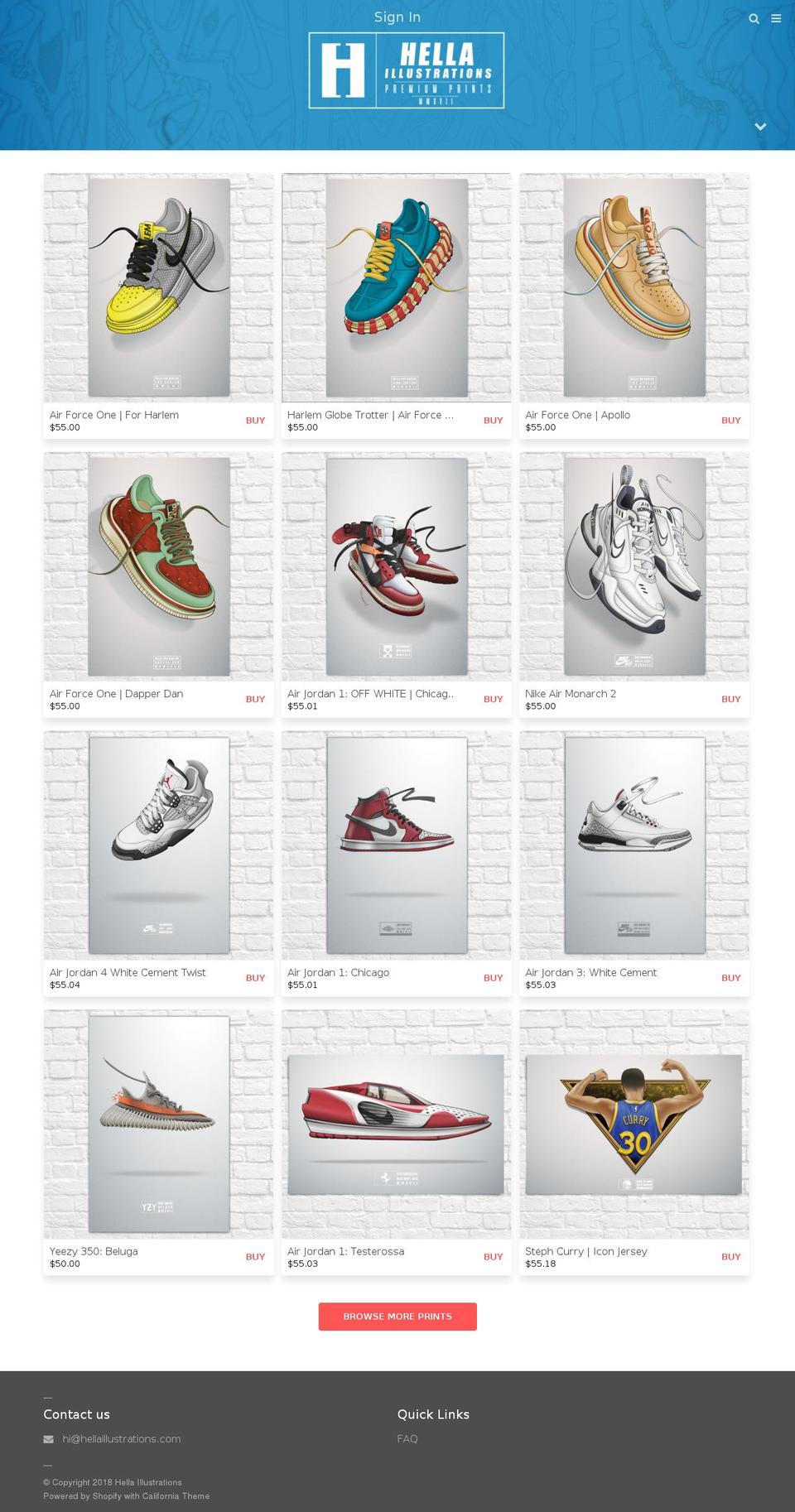 hellaillustrations.com — Shopify storefront screenshot