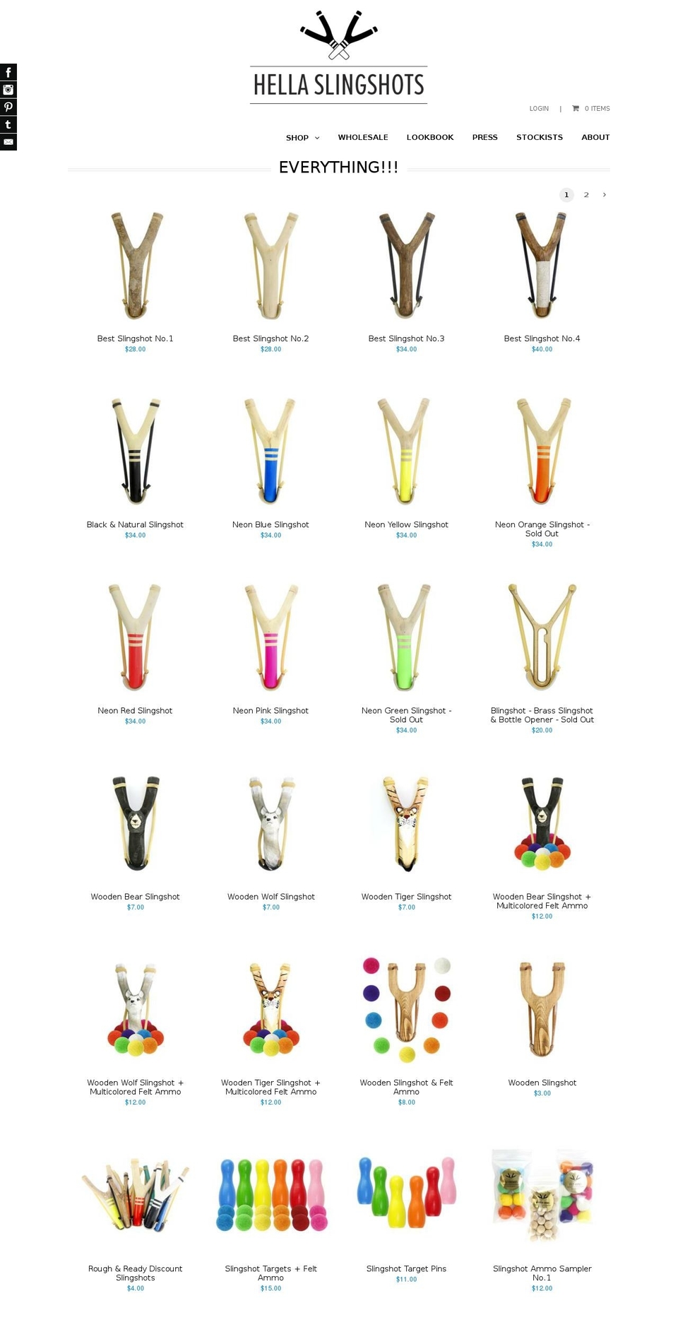 hellaslingshots.com shopify website screenshot