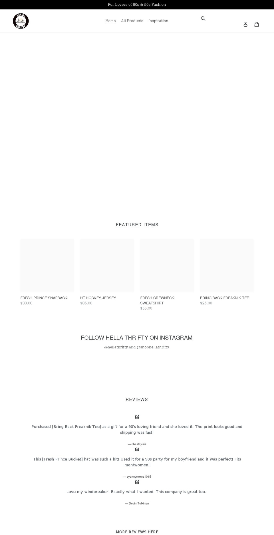 hellathrifty.com shopify website screenshot