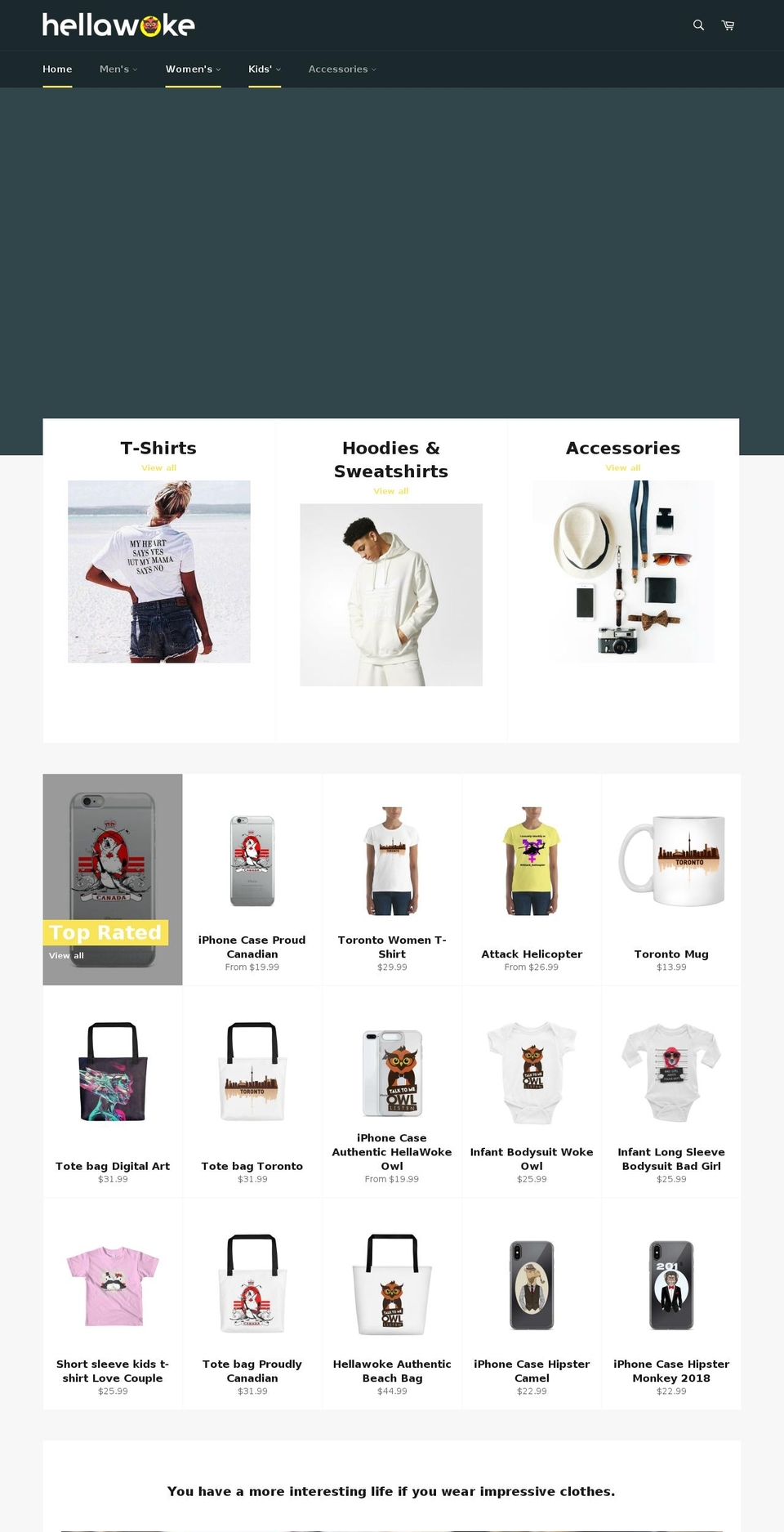 hellawoke.com — Shopify storefront screenshot