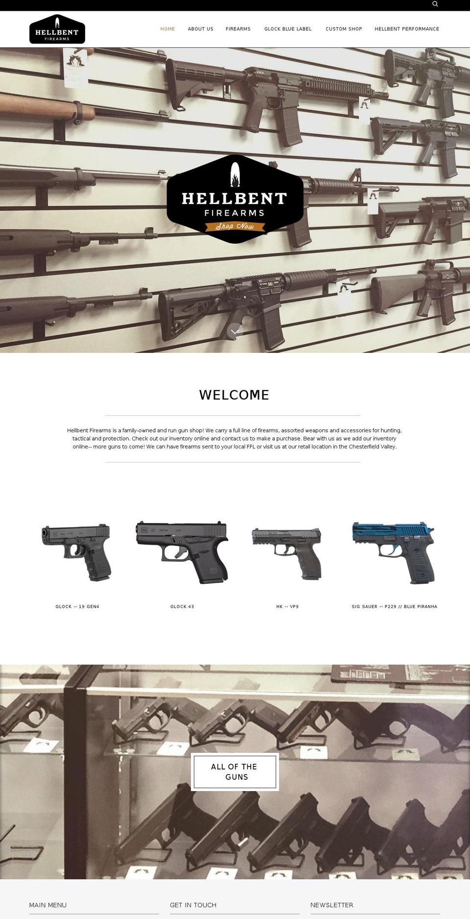 hellbentfirearms.net shopify website screenshot
