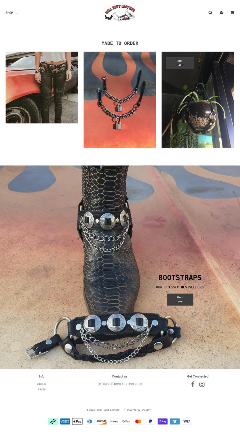 hellbentleather.com shopify website screenshot