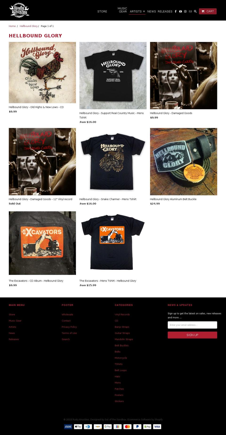 hellboundglorymusic.com — Shopify storefront screenshot