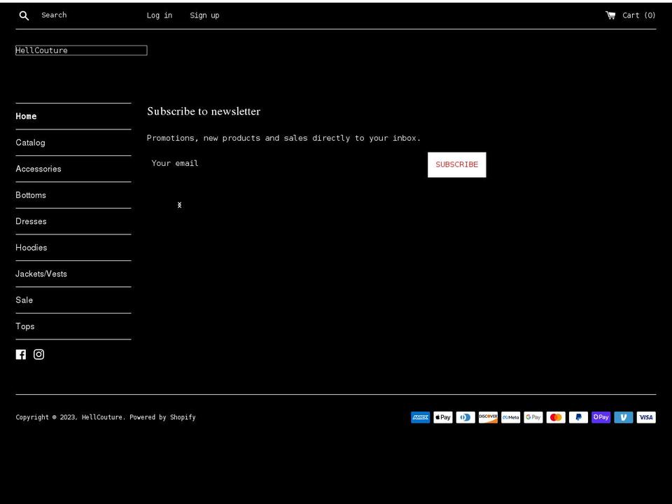hellcouture.com shopify website screenshot