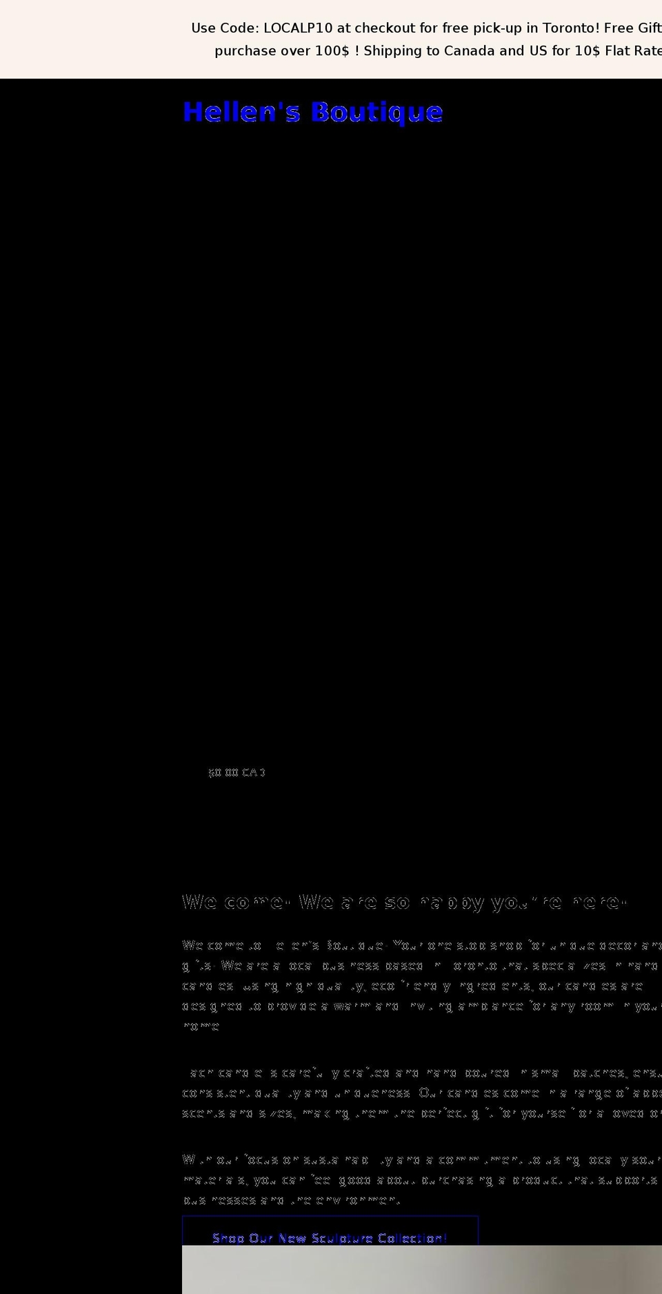 hellensboutique.com shopify website screenshot