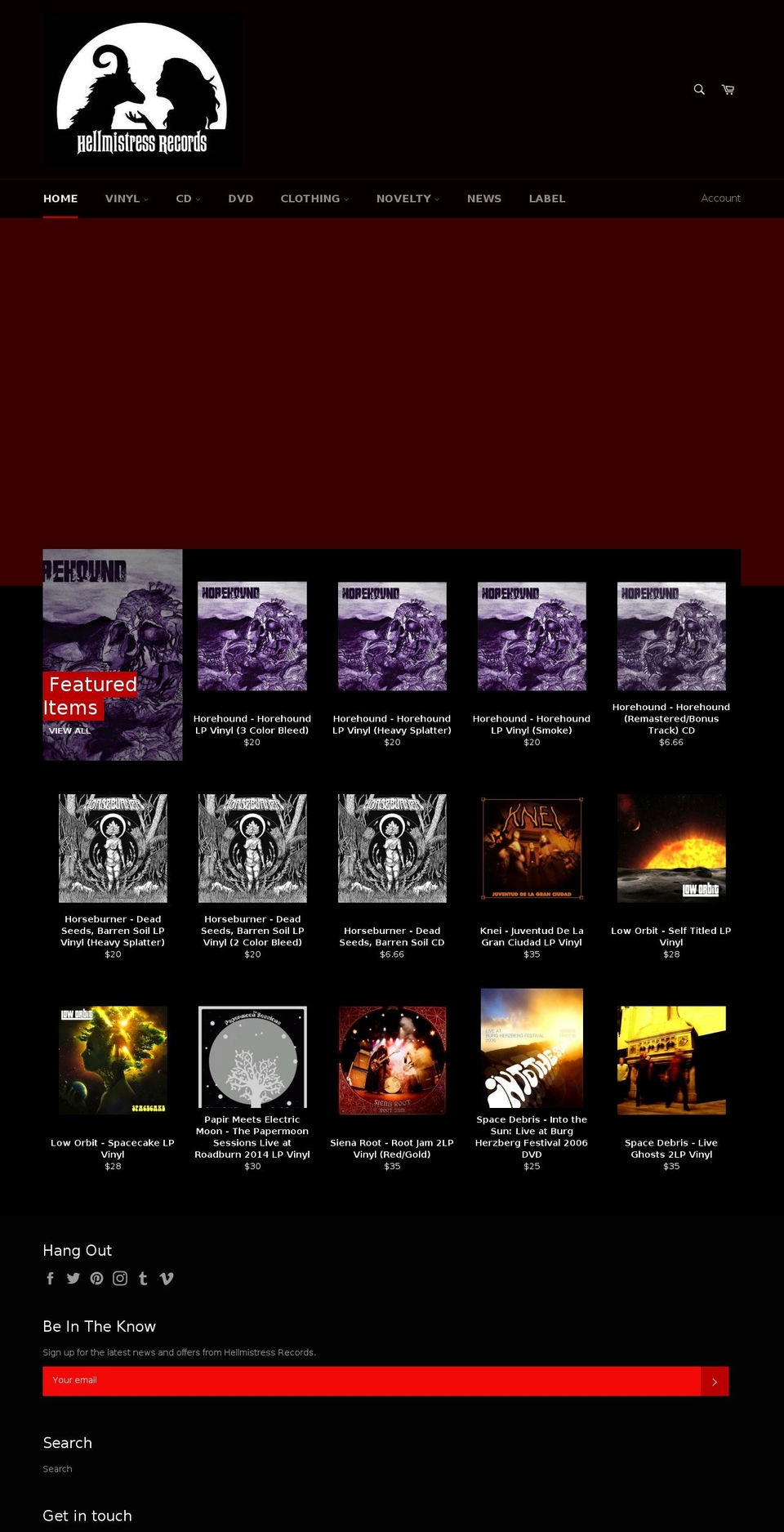 hellmistressrecords.com — Shopify storefront screenshot