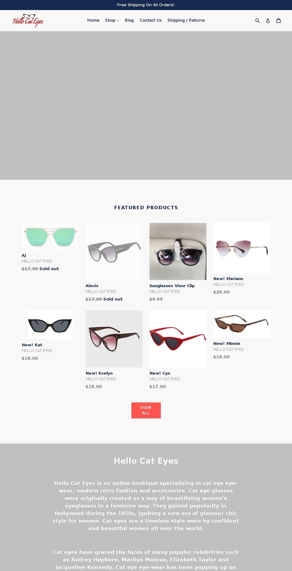hello-cat-eyes.com — Shopify storefront screenshot