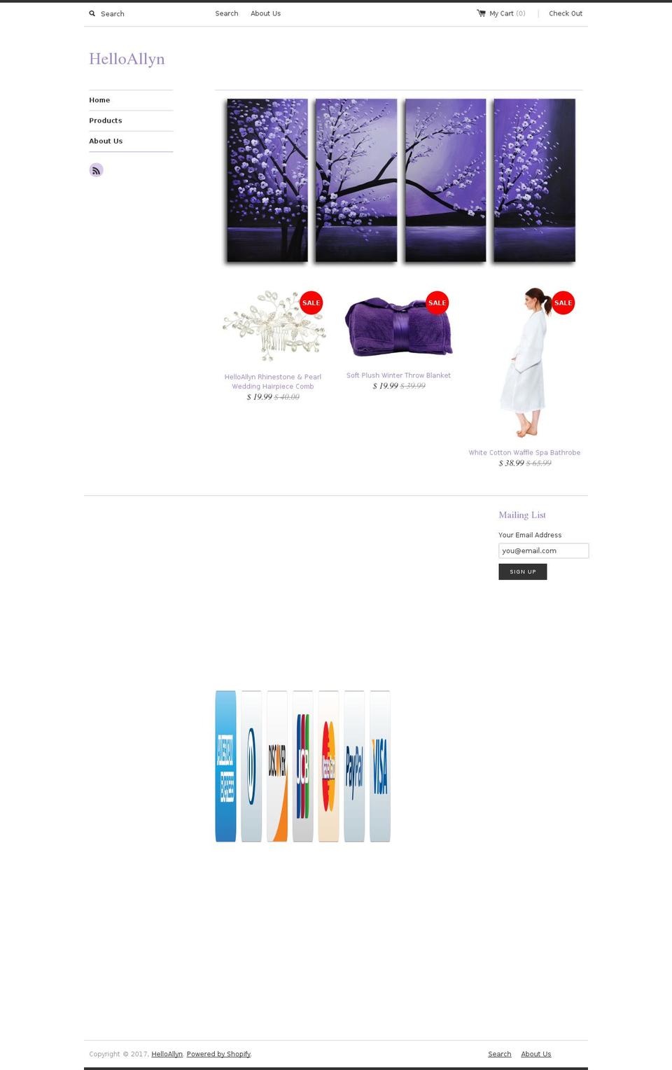 helloallyn.com shopify website screenshot