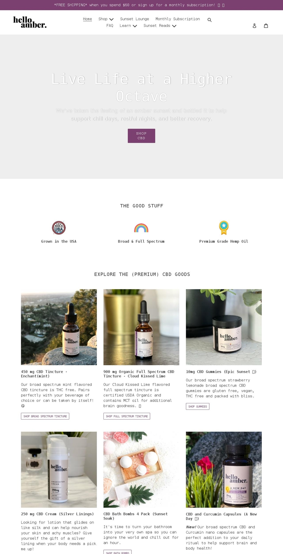 helloamber.co shopify website screenshot