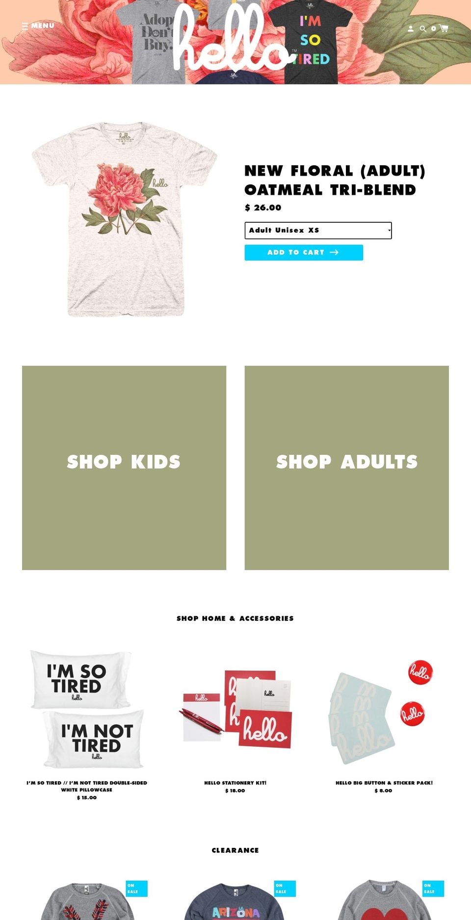 helloapparelstore.com shopify website screenshot