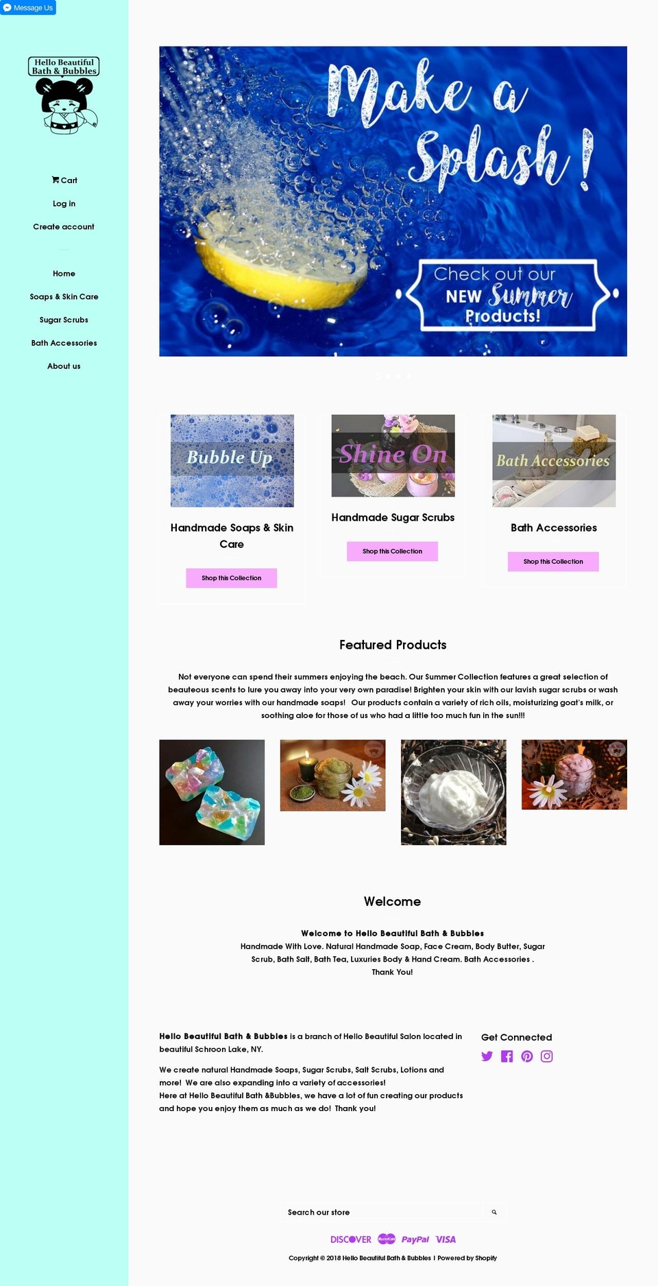 hellobeautifulbathandbubbles.com — Shopify storefront screenshot