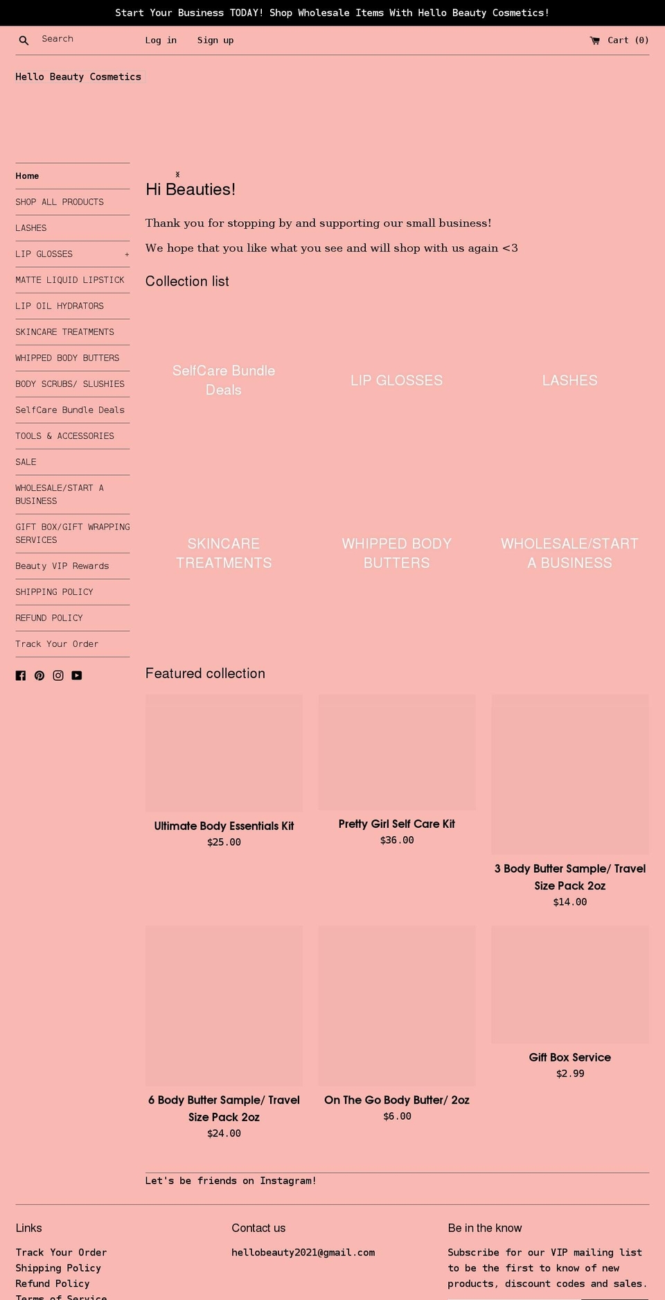 hellobeautycosmetic.com shopify website screenshot