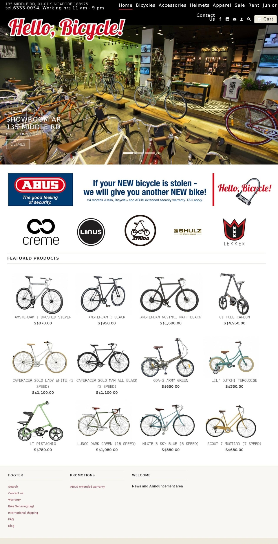 hellobicycle.com.sg shopify website screenshot