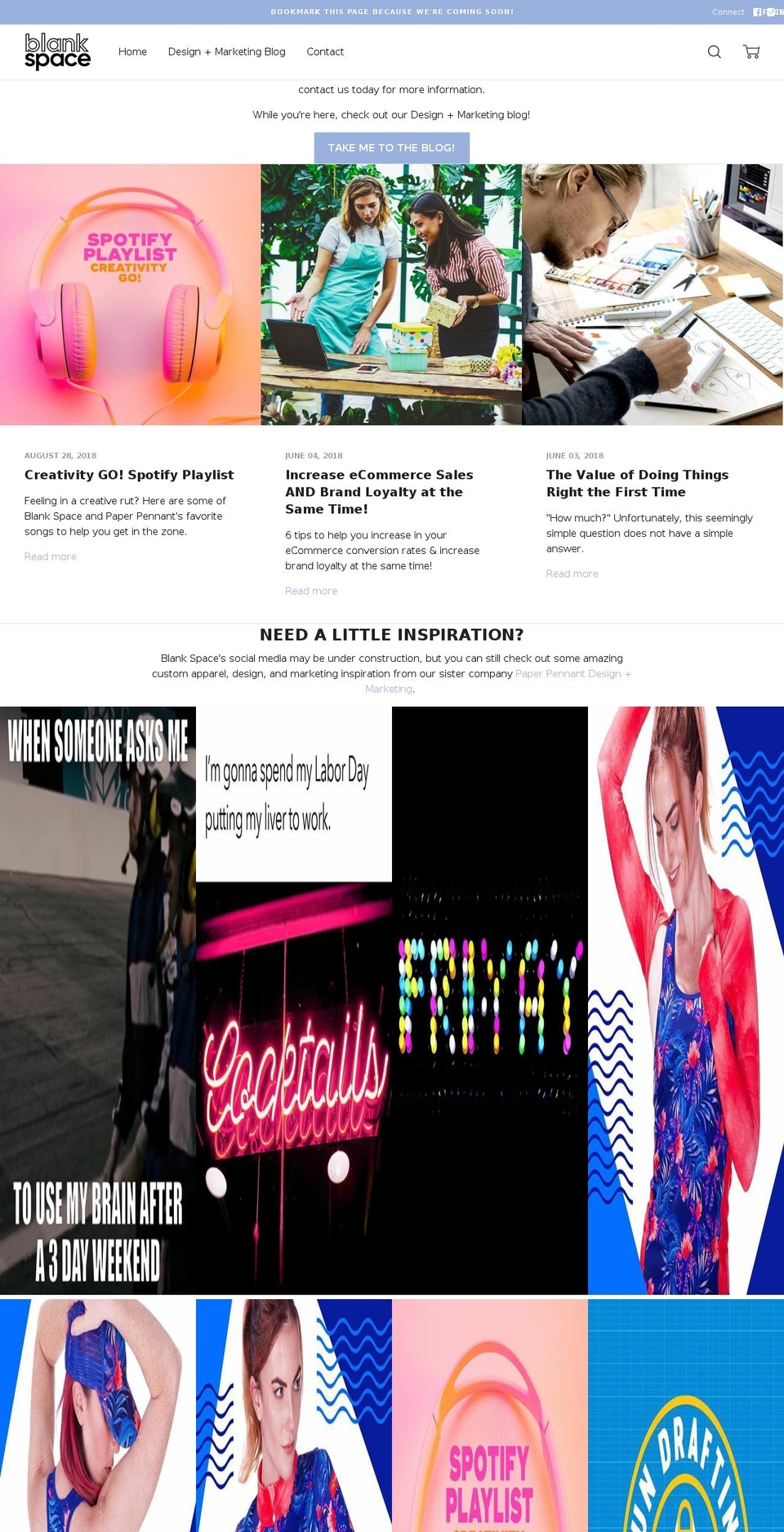 helloblankspace.com — Shopify storefront screenshot