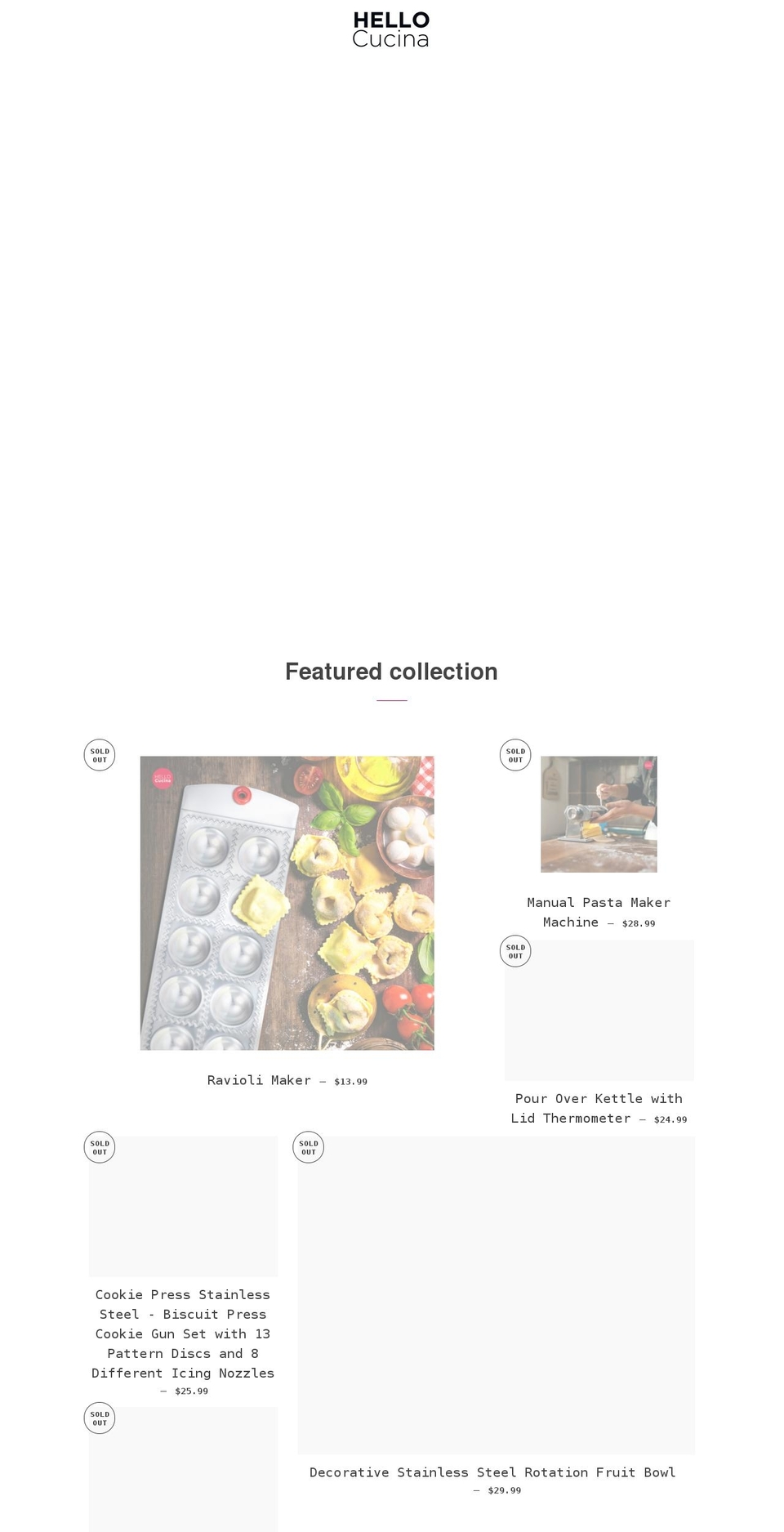 hellocucina.com shopify website screenshot