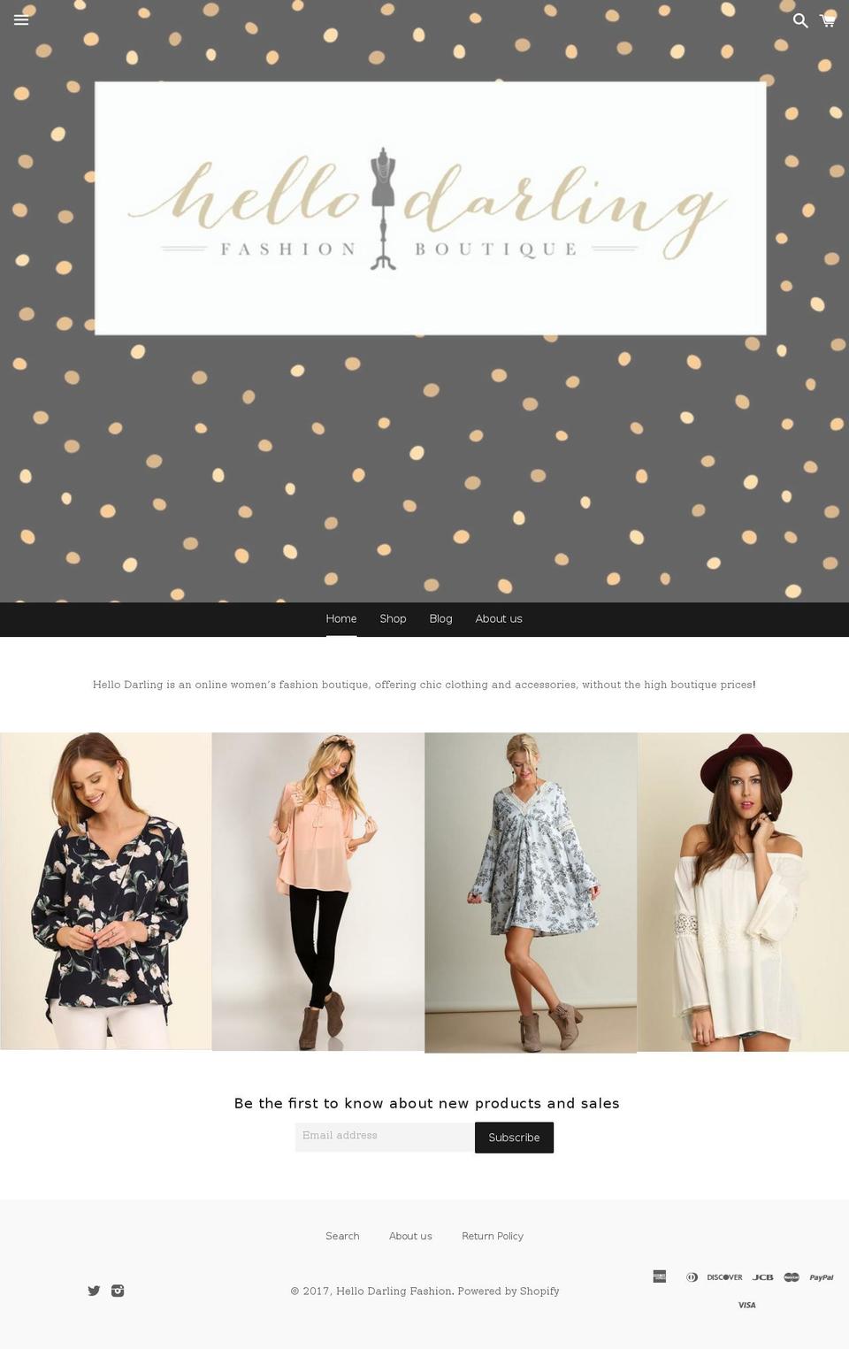 hellodarlingfashion.com shopify website screenshot