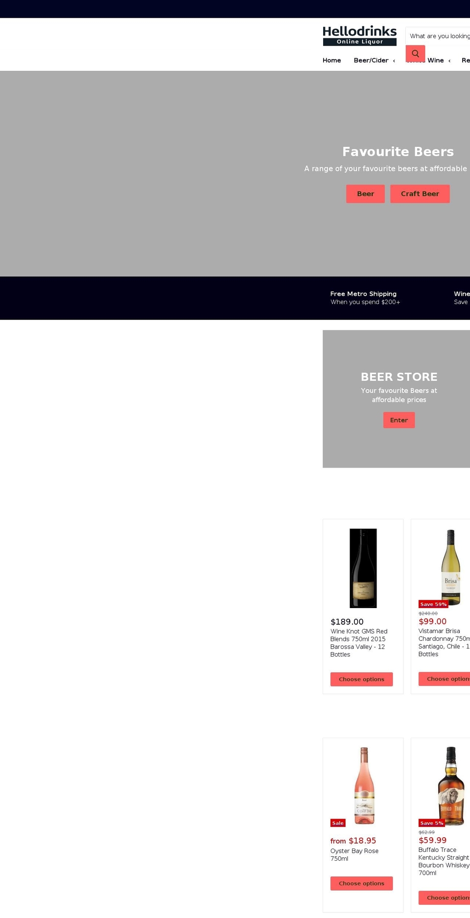 hellodrinks.com.au shopify website screenshot