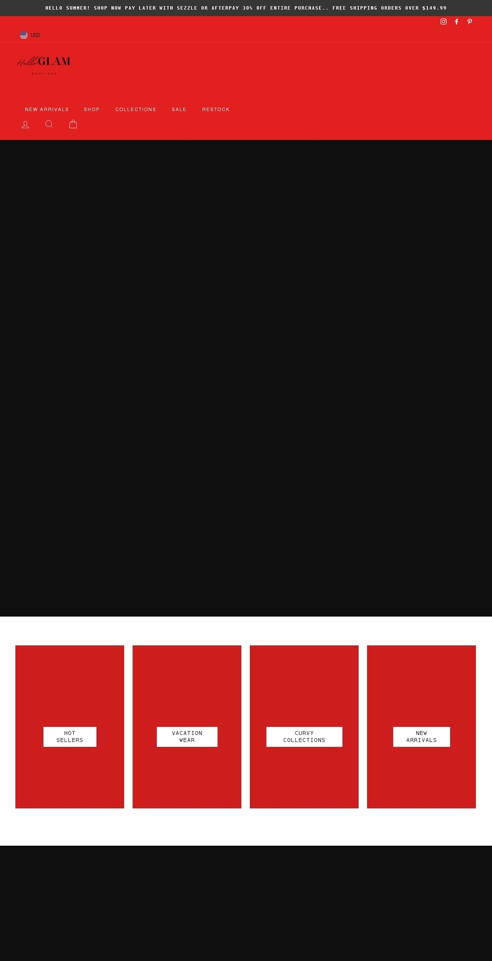 helloglamboutique.com shopify website screenshot