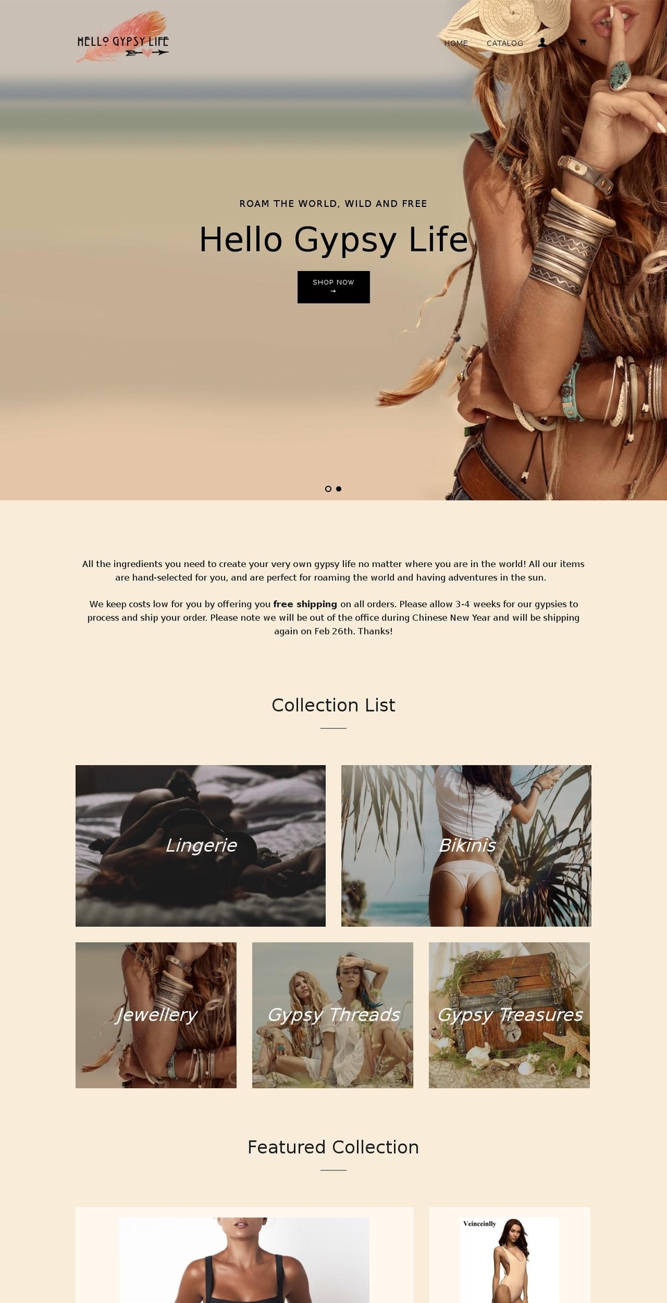 hellogypsylife.com — Shopify storefront screenshot