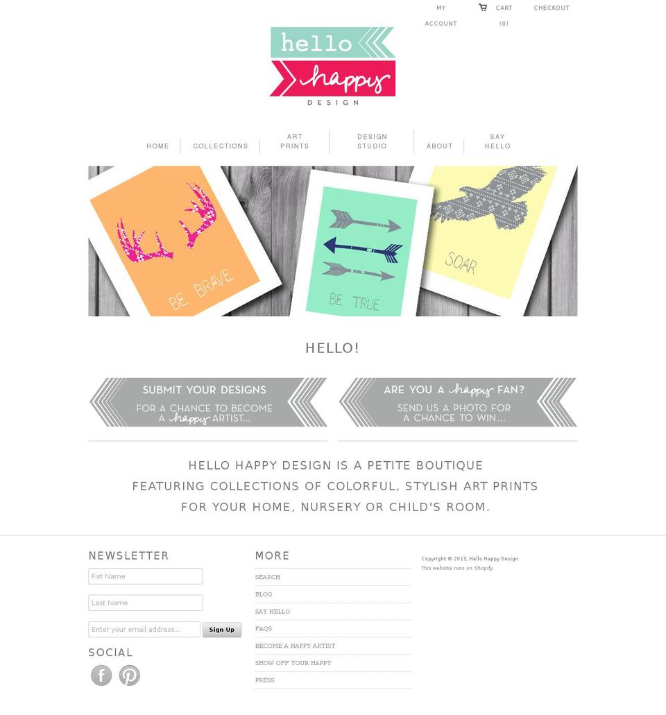 hellohappydesign.com shopify website screenshot