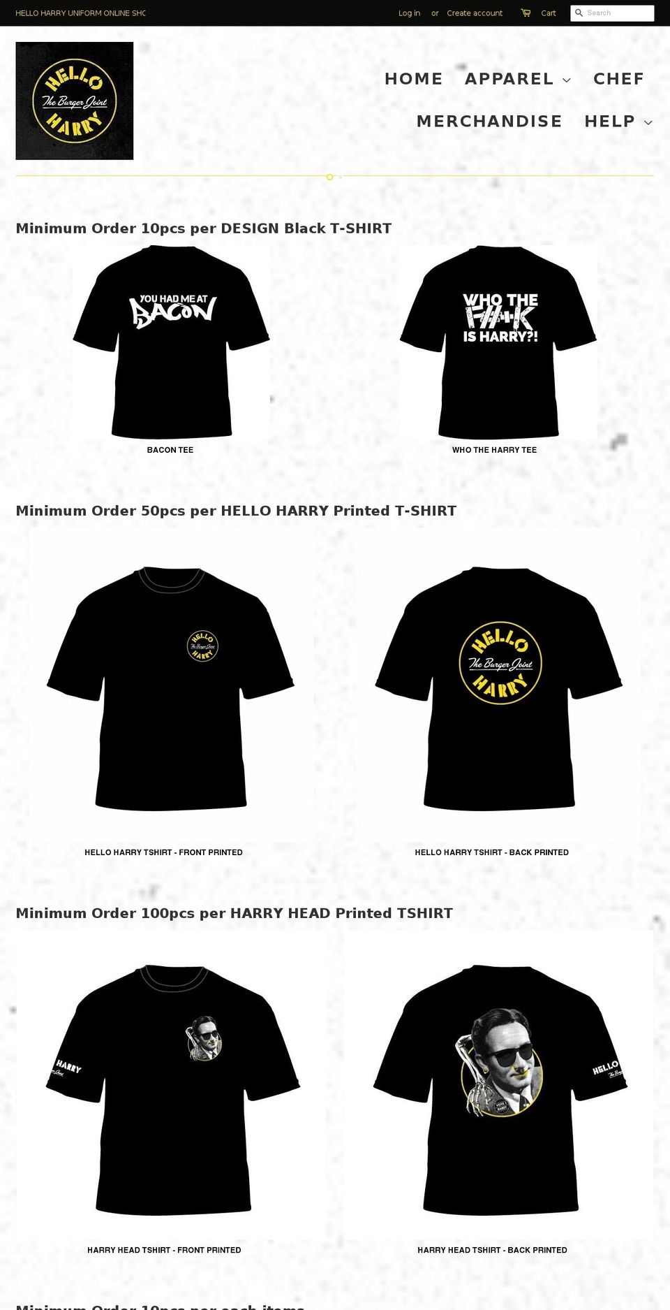 helloharryuniform.com — Shopify storefront screenshot