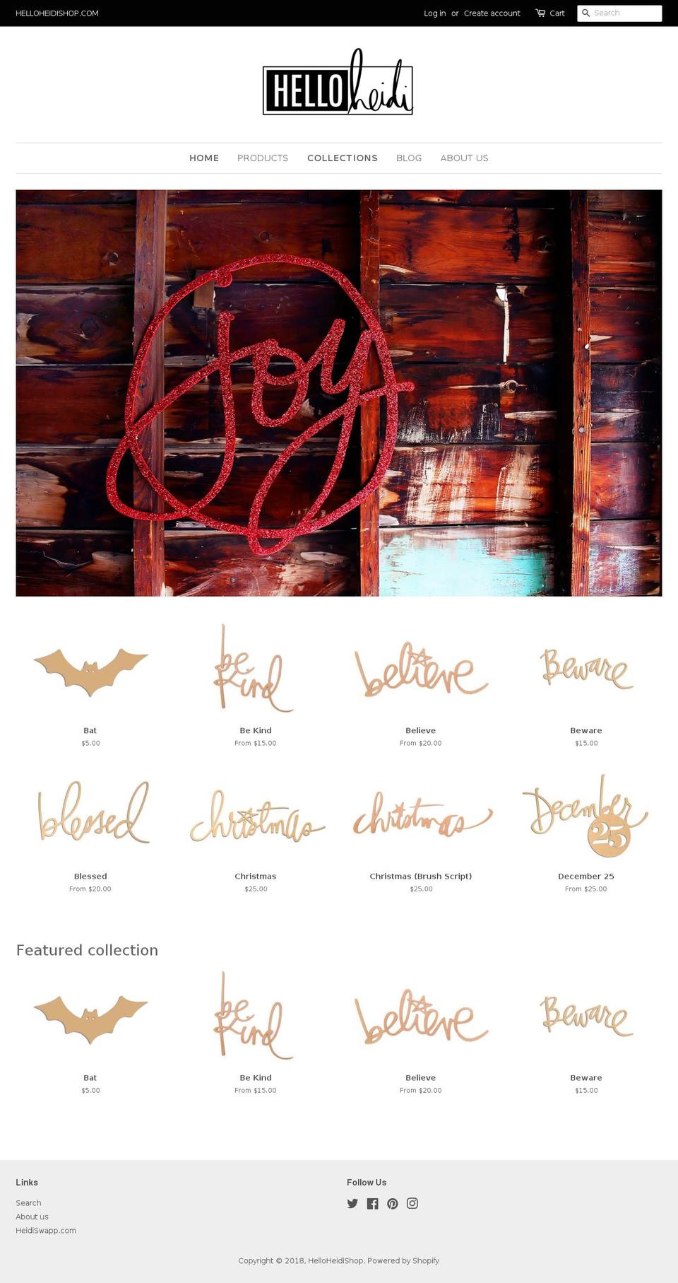 helloheidishop.com shopify website screenshot