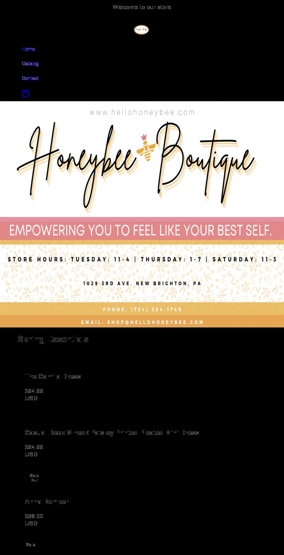 hellohoneybee.com shopify website screenshot