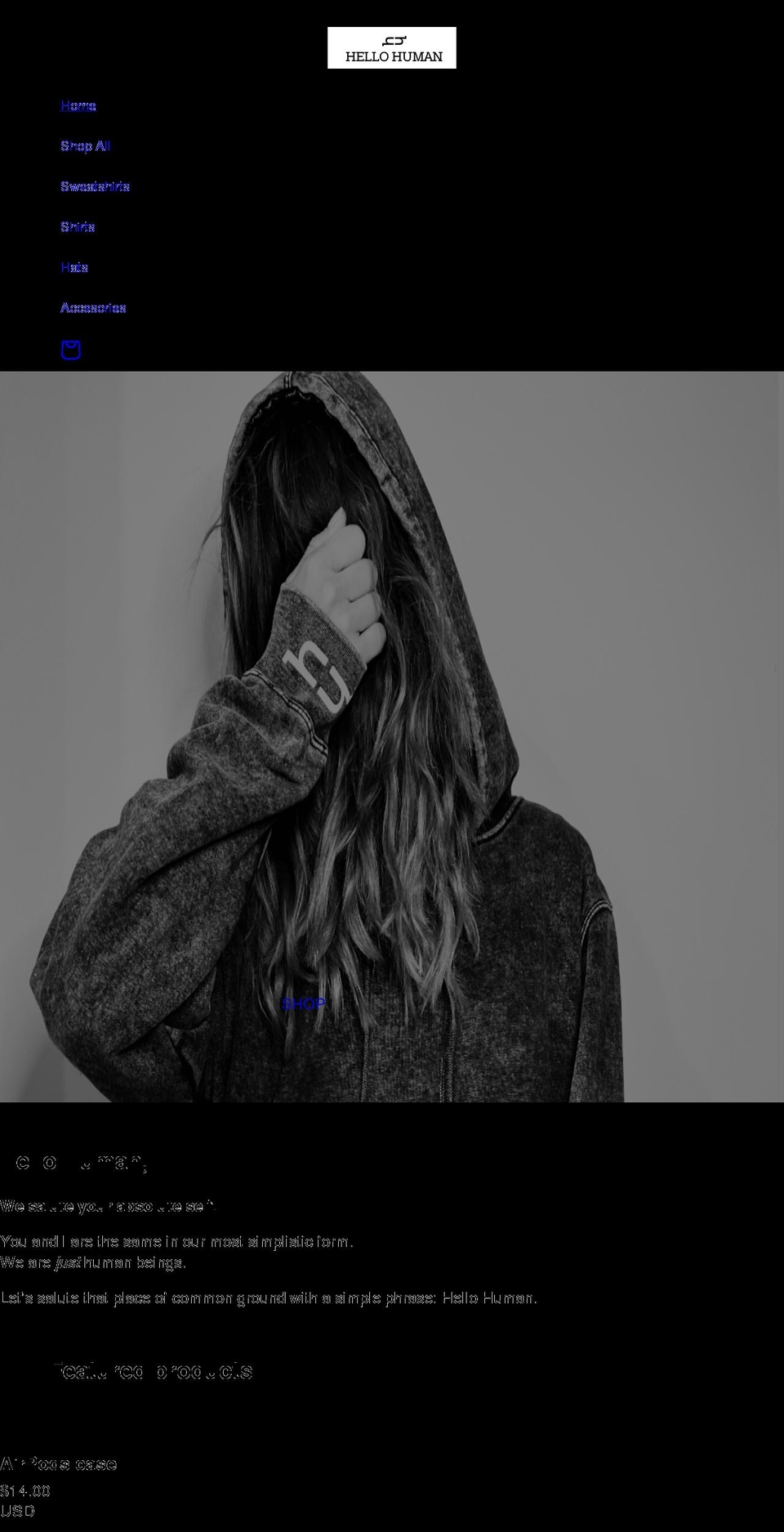 hellohumanbrand.com shopify website screenshot