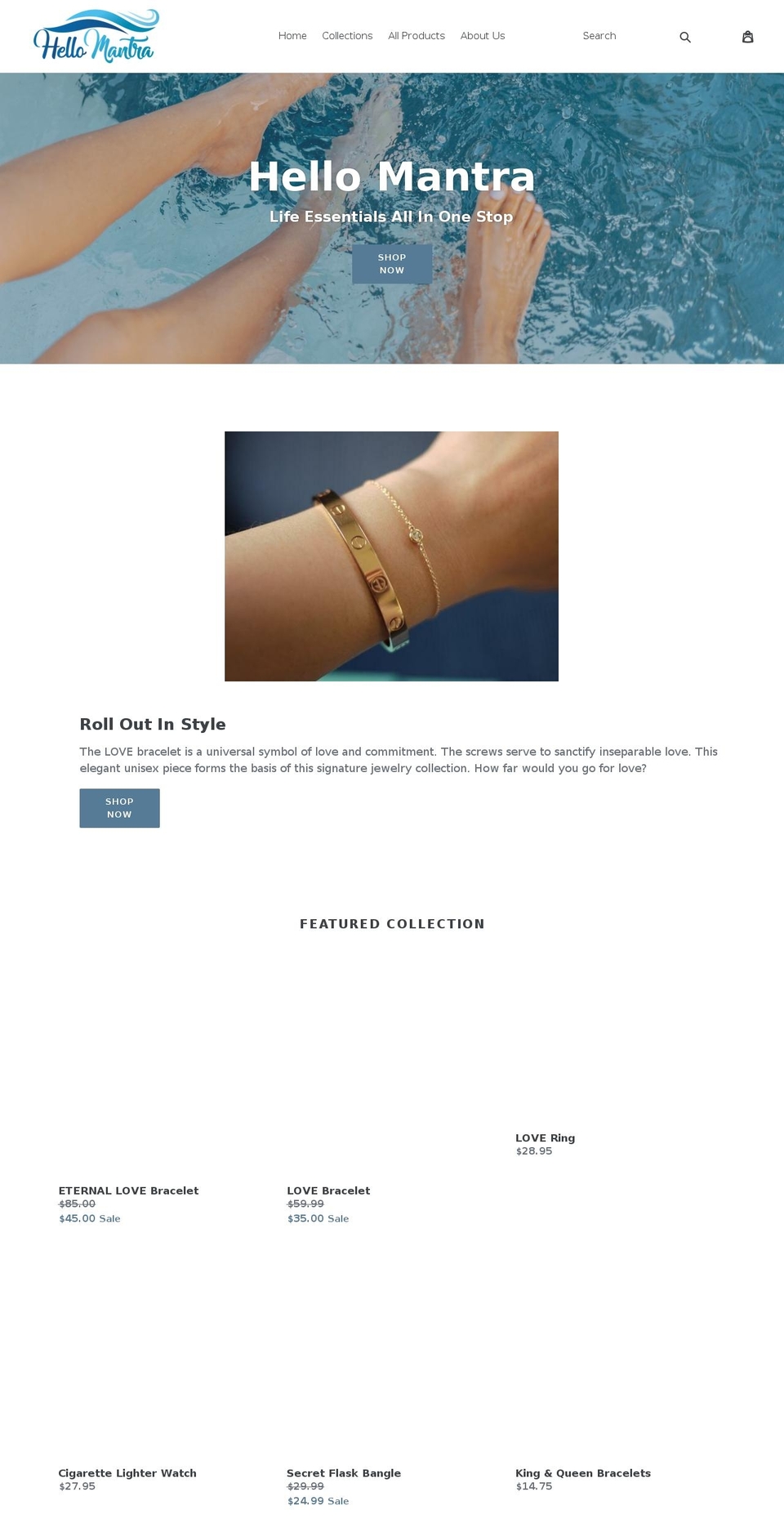 hellomantra.com — Shopify storefront screenshot